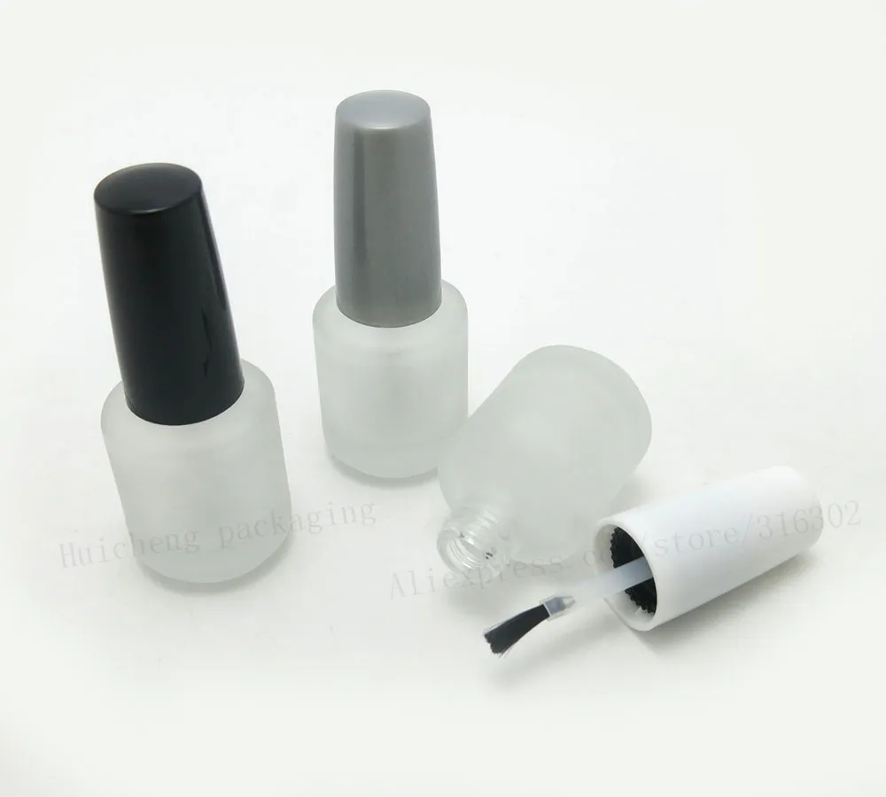 20 X 15ml Empty Frost Nail polish Glass Bottle nail enamel container with white black cap