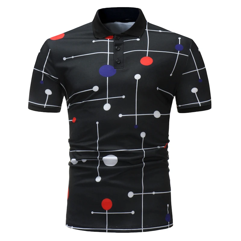 Летняя новая брендовая мужская рубашка поло с модным принтом в горошек Camisa