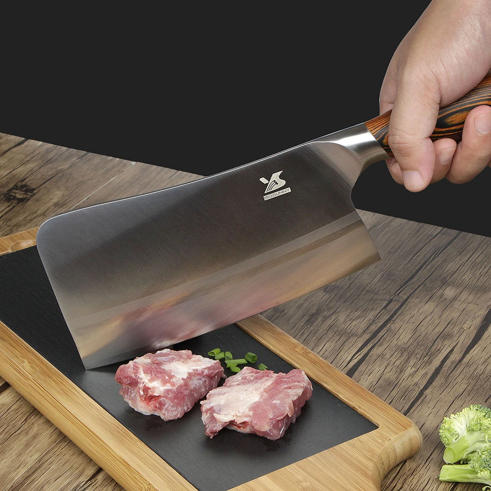  BIGSUNNY Heavy Duty High Quality Stainless Steel 9Cr18MoV Bone Chopper Butcher Knife Multipurpose U - 32966789392