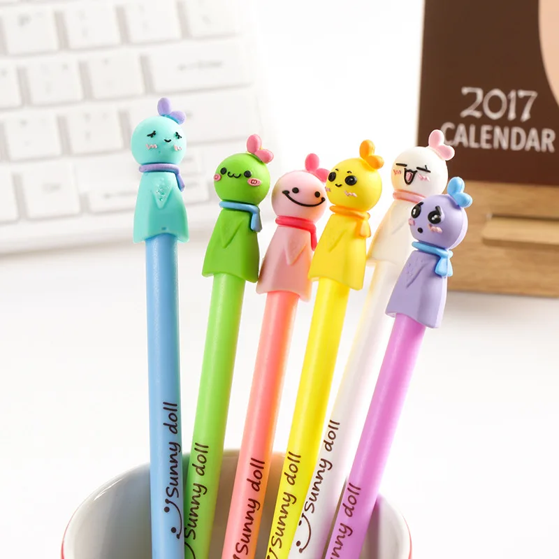 Kawaii Новинка 3D солнечная кукла дизайн черные гелевые карандаши для чернил