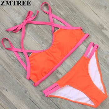 

ZMTREE 2017 Brand New Patchwork Swimwear Women Bandage Bikini Set Sexy Swimsuit Female Beach Bathing Suit Brazilian Biquinis