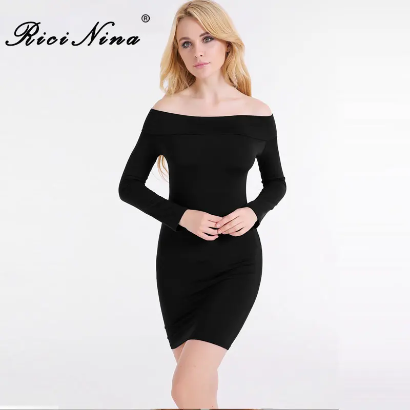 RICININA Fashion Women Dress Woman Summer Slash Neck Long Sleeve Bandage Bodycon Dress Sexy Club Party Dresses Vestidos RICININA Fashion Women Dress Woman Summer Slash Neck Long Sleeve Bandage Bodycon Dress Sexy Club Party Dresses Vestidos