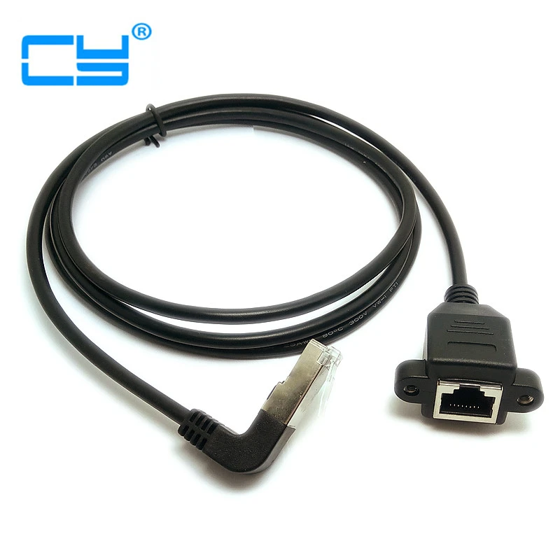 Color : Black Length: 3m Black LAN Cable RJ45 Female to Male CAT5E Network Panel Mount Screw Lock Extension Cable 