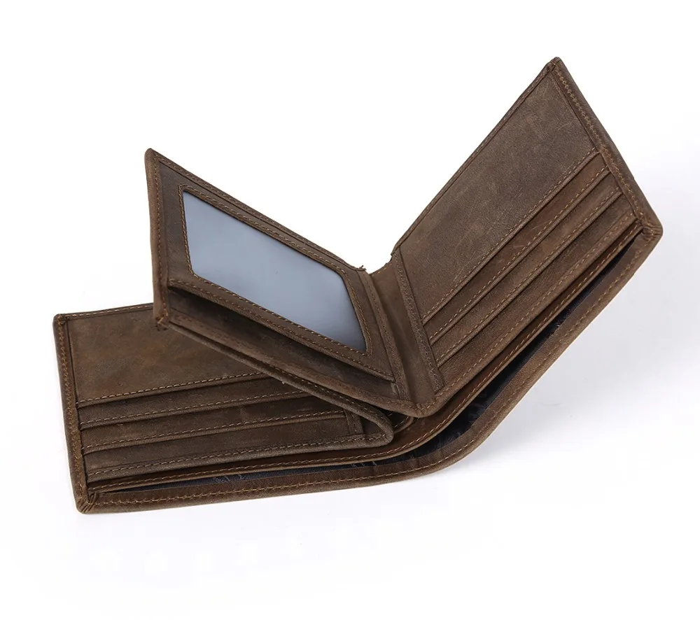 

Tiding Mens Brown Genuine Leather Slim Wallet Thin Front Purse With Three Large Cash Holder Card Holder 40694