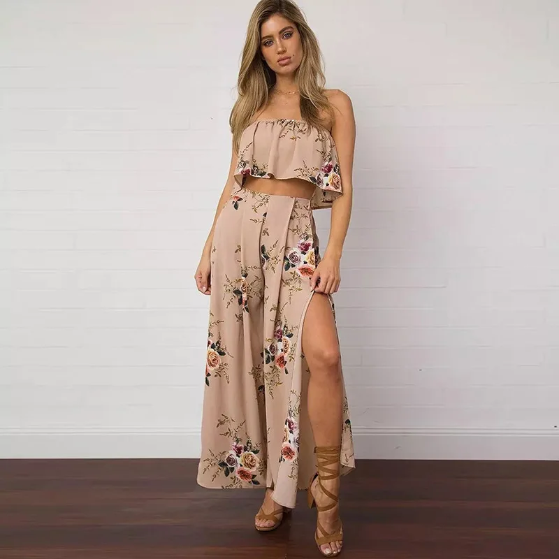 

2019 Summer Bohemian Style Print Wide Leg Pants Trousers Women Loose Casual Female Pants plus size women