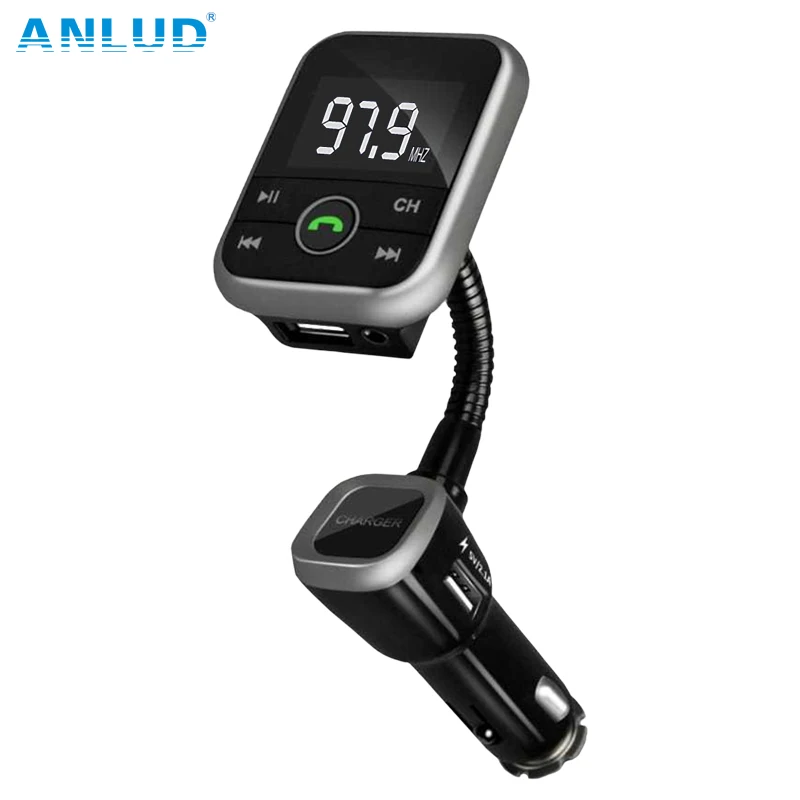 

ANLUD New Wireless Bluetooth LCD FM Transmitter Modulator Car Kit USB Charger MP3 Player Support USB SD Card For iPhone Samsung
