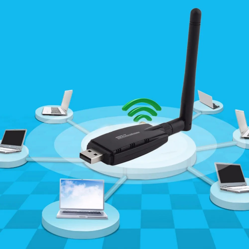 1 шт. 300 м USB Беспроводной сетевой карты Wi-Fi адаптер сетевой карты и внешняя антенна по всему миру