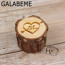 Galabeme персонализированные любовь Обручальное кольцо с сердцем коробка Индивидуальные инициалы имя даты Деревенское кольцо шкатулка держатель для обручального кольца