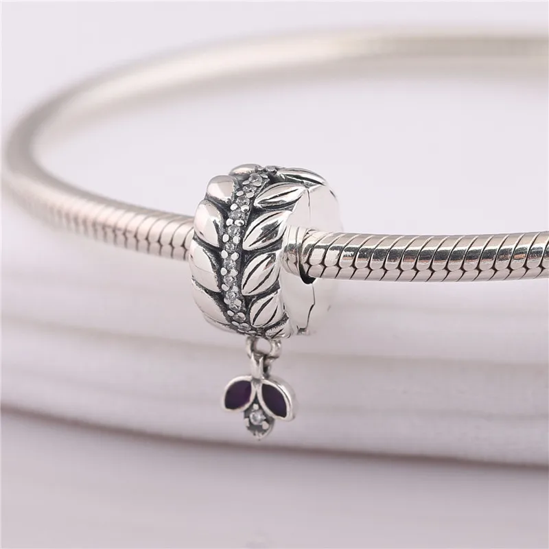 

Guaranteed 925 sterling silver charm New wheat element charm clip CZ original charm bracelet clip 925 sterling silver clip