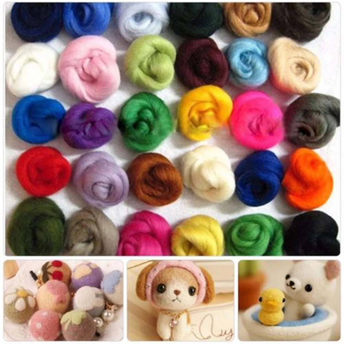 JX-LCLYL 1 Set New 3g 36 Colors Merino Wool Fibre Roving For Needle Felting Hand Spinning