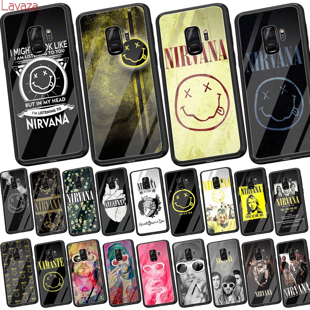 

Lavaza Nirvana Band Tempered Glass Soft Case for Samsung Galaxy Note 8 9 A30 A50 A70 S8 S9 S10 Plus Cover