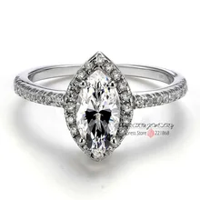 Joyería de Plata esterlina Grande Marquise CZ Simulado Piedra Plata de Ley 925 Anillo de Bodas de Compromiso de la Mujer