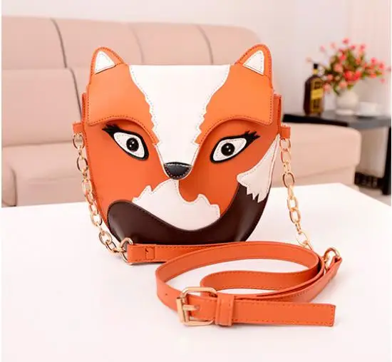 

Fashion Women shoulder bag 2016 new retro female bag sweet fashion high quality printing small fox mini bag Messenger bag chain