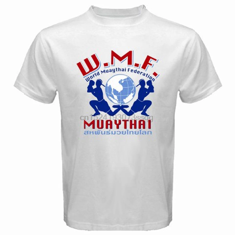 Новая WMF World Muaythai Federation Kick Boxing Logo Мужская белая футболка Размер мультфильм Унисекс