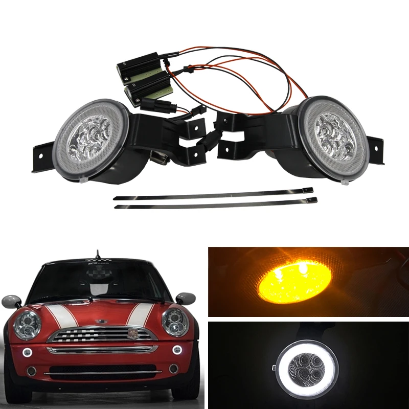 E4 R87 Clear Lens Full Led DRL Halo Amber Turn Signal Light Assembly