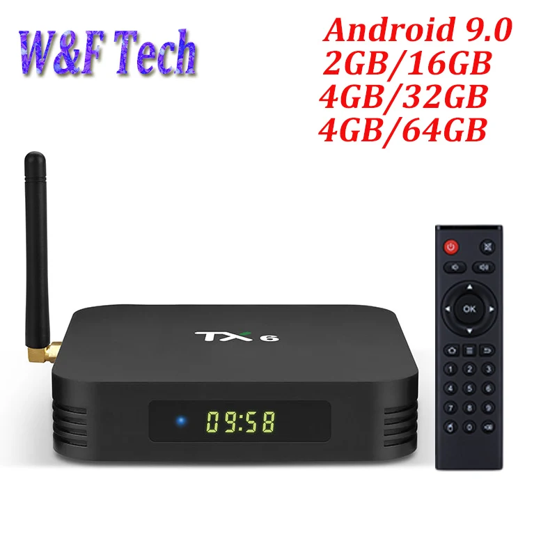 

5PCS TX6 TV Box Android 9 Allwinner H6 4GB DDR3 32GB/64GB EMMC 2.4GHz 5GHz WiFi BT4.1 Optional Support 4K H.265 2GB 16GB TV BOX