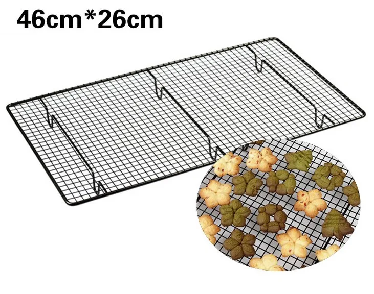 

1PC Baking tools Spot wholesale cake baked a cold frame Bread cooling rack Black non-stick cold air net 26*46cm LB 016