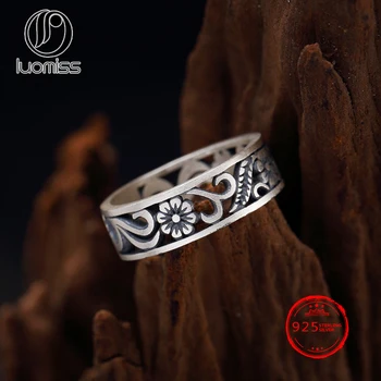 

S990 pure silver hollow plum Korean antique sterling silver men and women couples vintage ring rings wholesale