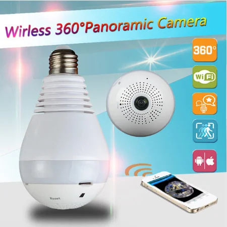360 Degree font b Wireless b font IP Camera Bulb Light FishEye 3D VR Camera 1