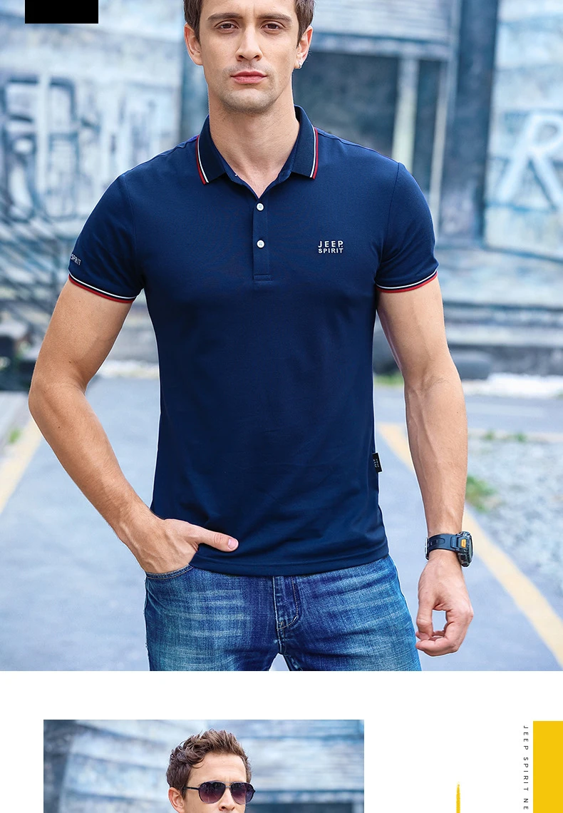 Летняя рубашка поло для мужчин JEEP SPIRIT camisa Polo Повседневная Свободная однотонная дышащая рубашка поло мужские поло para hombre Плюс Размер M-3XL