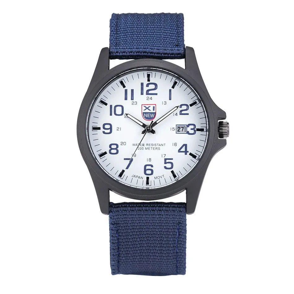 Мужские часы с датой из нержавеющей стали, военные спортивные аналоговые кварцевые армейские наручные часы horloges mannen, новинка, 40Q - Цвет: Blue