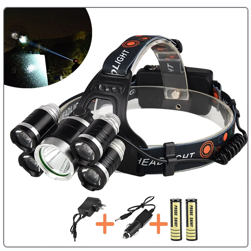 High Power Headlight 15000LM LED Headlam XML T6+4R5 Headlamp
