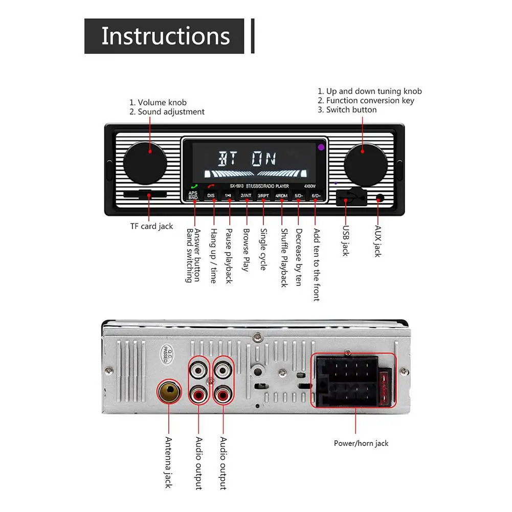 Adeeing, Bluetooth, винтажное автомобильное радио, MP3 плеер, стерео, USB, AUX, классическое, автомобильное стерео аудио, транспортное средство, интегрированное, автомобильное радио, MP3 плеер