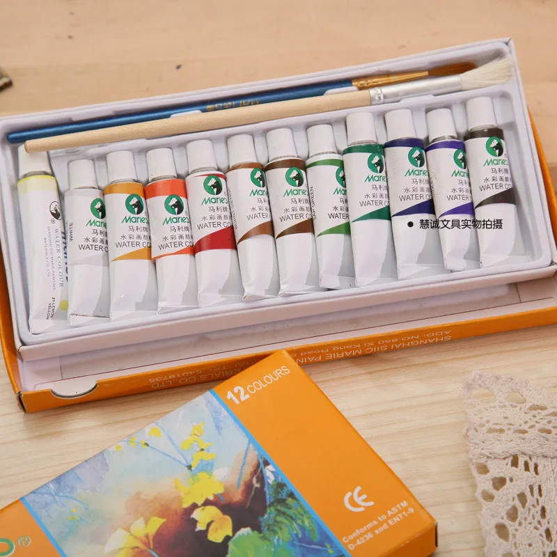 Marie's 12 colors watercolor paints 5ml/pcin Water Color from Office