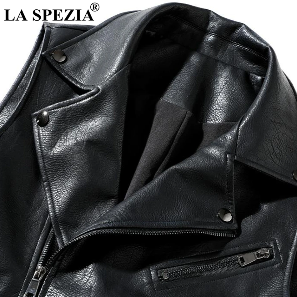 LA SPEZIA Black Vest Men Biker Slim Fit Sleeveless Jacket Male Hip Hop Zipper Motorcycle Punk Faux Leather Rock Stage Waistcoat LA SPEZIA Black Vest Men Biker Slim Fit Sleeveless Jacket Male Hip Hop Zipper Motorcycle Punk Faux Leather Rock Stage Waistcoat