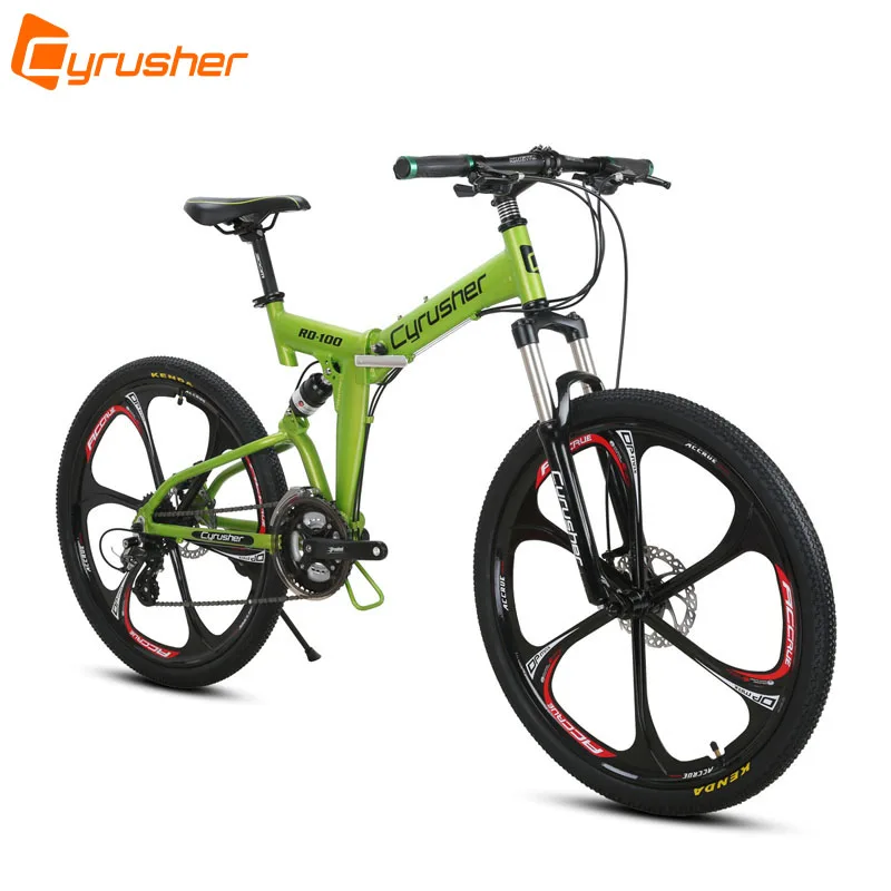 Discount Cyrusher RD100 Folding Mountain Bike Full Suspension frame road Bicycle 24 Speeds 26X17 Inch Double Disc Brakes MTB bike 11 Discount Cyrusher RD100 Folding Mountain Bike Full Suspension frame road Bicycle 24 Speeds 26X17 Inch Double Disc Brakes MTB bike 11
