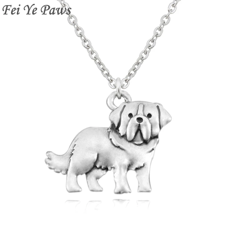 Vintage Silver Saint St. Bernard Dog Charm Pendant Stainless Steel