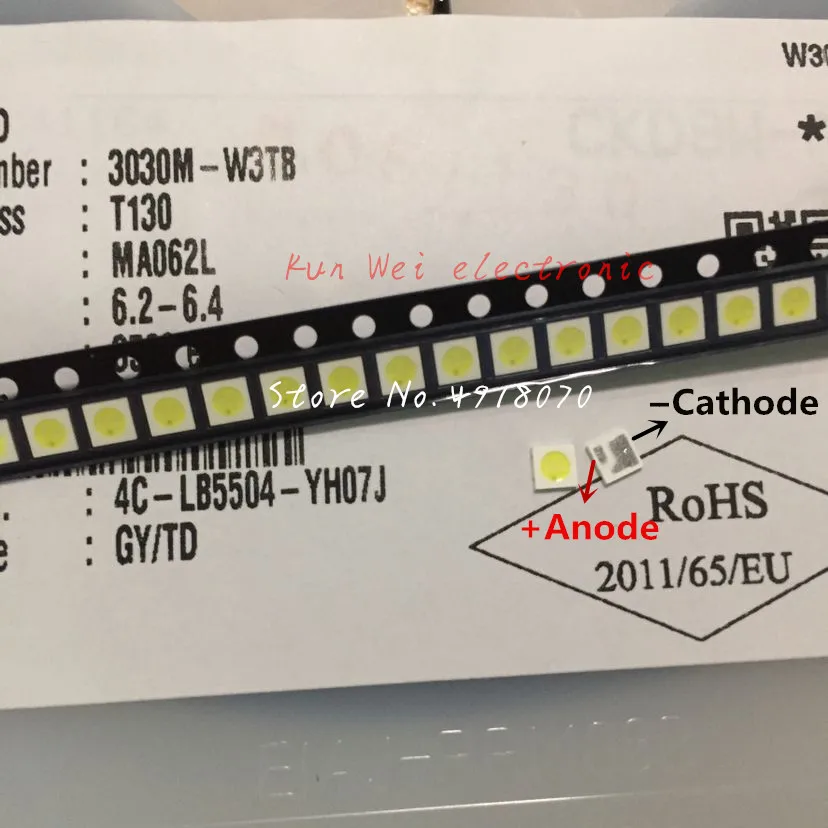 800pc AOT LED подсветка Высокая мощность 1 8 W 6V холодный белый 100-130LM 3030M-W3TB | Лампы и