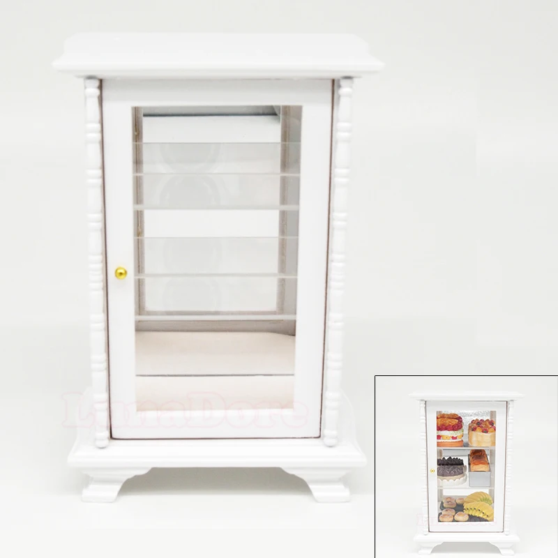 

Odoria 1:12 Miniature White Cabinet with Mirror Showcase Closet Cabinet Shelving Dollhouse Furniture Accessories
