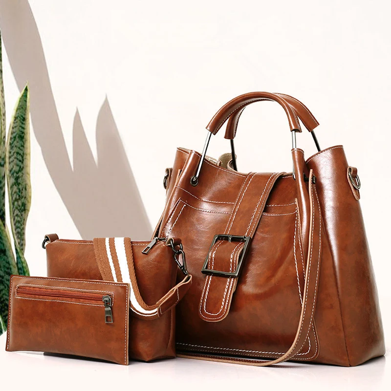 

3pcs/set Composite bag 2018 famous brand designer luxury women handbags High quality patent leather vintage ladies shoulder bags