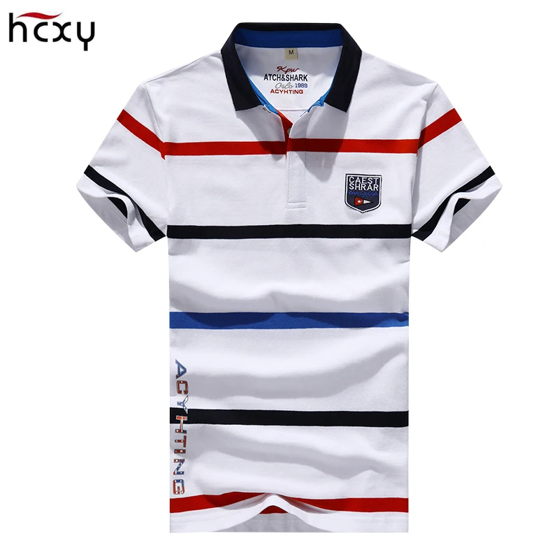 

2019 Summer Men's Short-sleeved Polo shirts male breathable cotton Smart Casual men short sleeve polo shirt Striped M-4XL