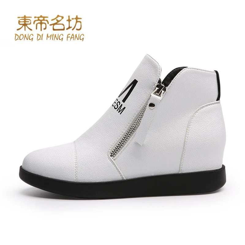 New Creepers Ankle Boots Letter Pattern Increased Internal Double