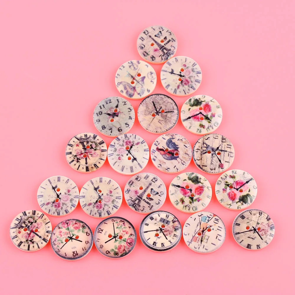 

50 PCS Vintage Wooden Round Shape Buttons Handmade Sewing Clothings Handmade DIY Crafts Scrapbooking Sewing Buttons