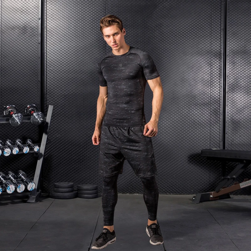 FANNAI Compression Set Men's Sport Suits Running sets Dry Fit Sports Gym Fitness Tights Jogging Rashgard Tracksuit Shorts MMA