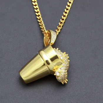 

Hip Hop Styrofoam Cup Pendant Necklaces Bling AAA Cubic Zircon Iced Out charm Cuban Link chains For Women & Men Fashion Jewelry