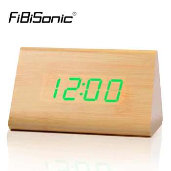 

FiBiSonic New Triangle Red Led Alarm clocks,Wood clock ,sounds control Table Clock,Big numbers Digital Clocks