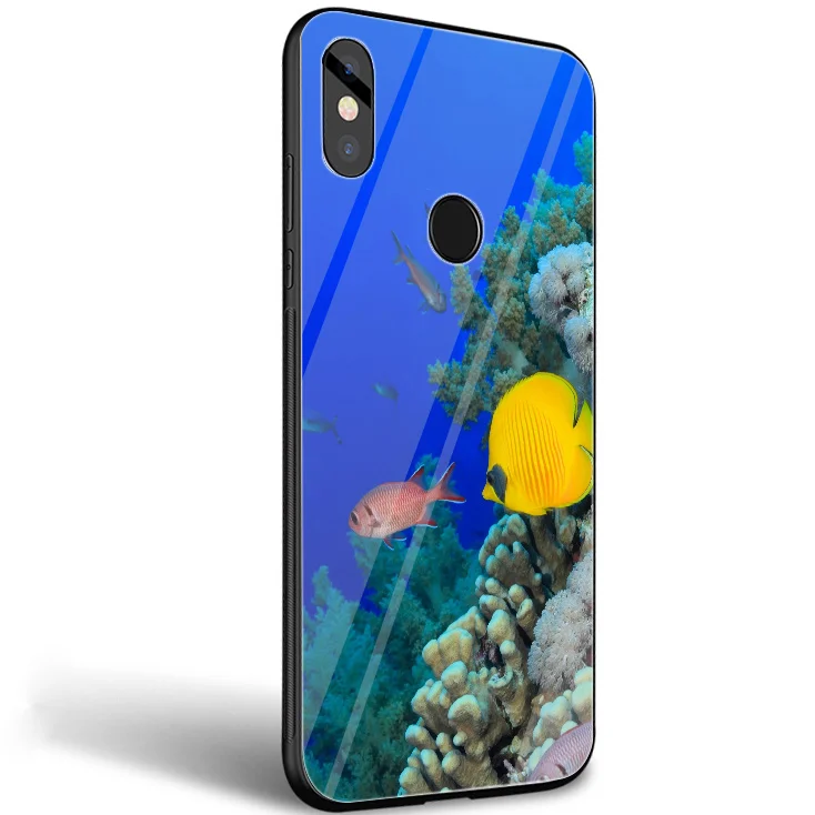 Gerleek Стекло ТПУ живопись рыбной ловли чехол для Xiaomi mi 8 Lite 9 A1 A2 красный Примечание 5