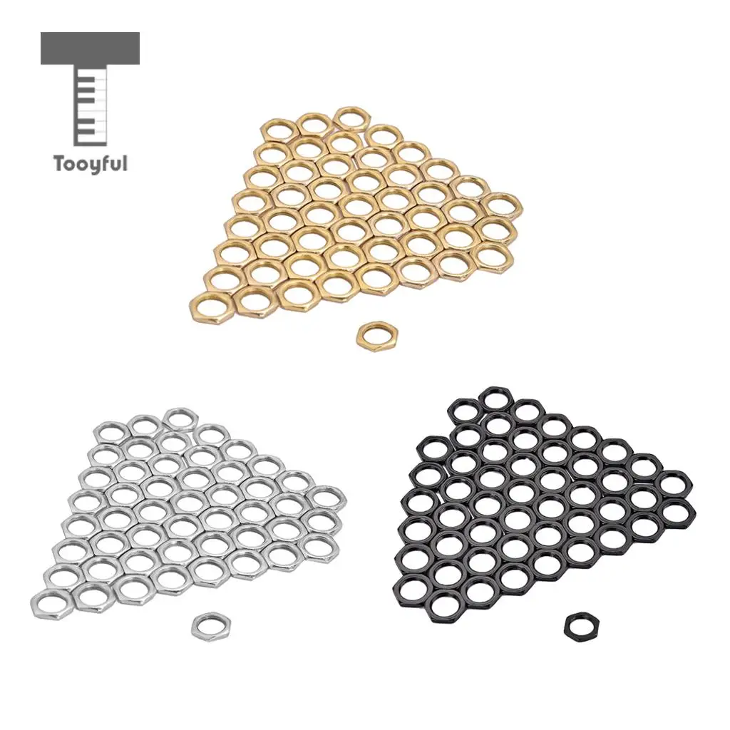 Tooyful 50 Pack Guitar Bass Jack Socket Nut Thin Nut for Guitar Parts Accessories 8mm Diameter