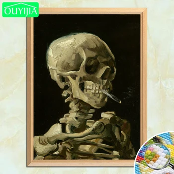 

Van Gogh Famous Painting "Skull of a Skeleton with Burning" DIY Diamond Painting Full Square Diamond Embroidery Rhinestones Pic