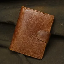 Новинка года для мужчин Универсальный короткие женские кошельки Ручная работа, натуральная кожа кошелек Винтаж пояса из натуральной кож