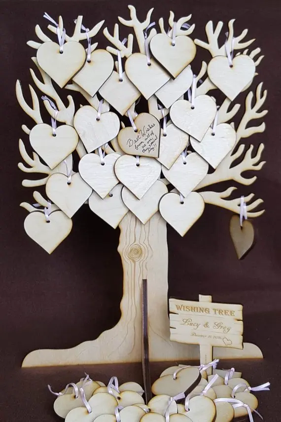 

Custom Wishing Tree Wooden Guest Book Alternative standing guestbook 3D Unique Guestbook Wedding Sign Engraved Names