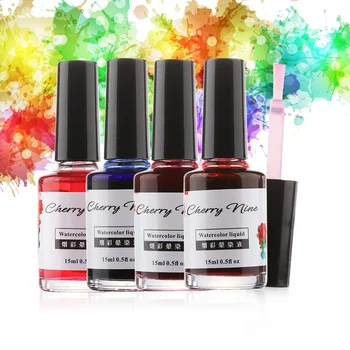 

2019 15ml DIY UV Watercolors Ink Marble Nail Polish Art Smoke Color Smudge Bubble Armor Color Marble Smudge Nail Gel Art Tools