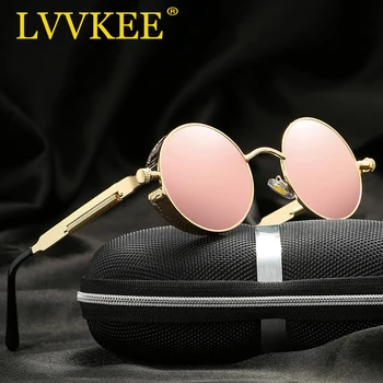 

2019 Gothic Steampunk Sunglasses Men Women Metal Wrap Eyeglasses Round Shades Brand Designer Polarized Sun Glasses Oculos UV400