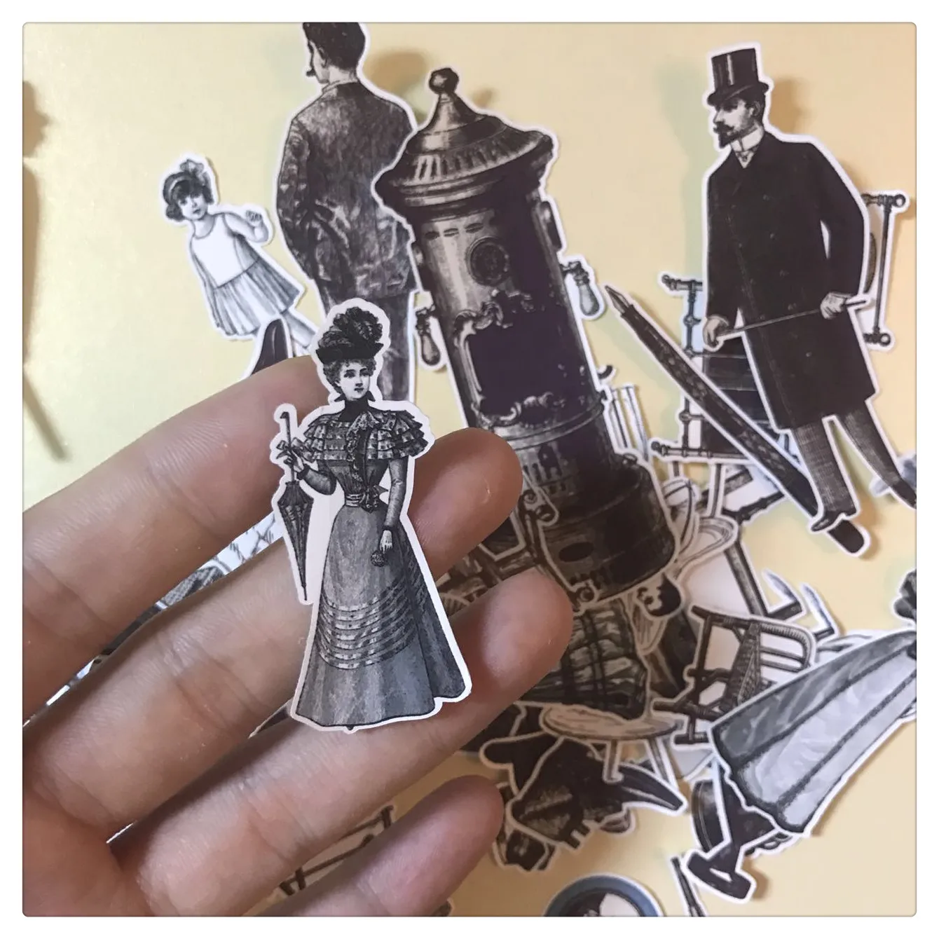 

50pcs Retro furniture character decoration stationery sticker diy diary scrapbooking label sticker stationery