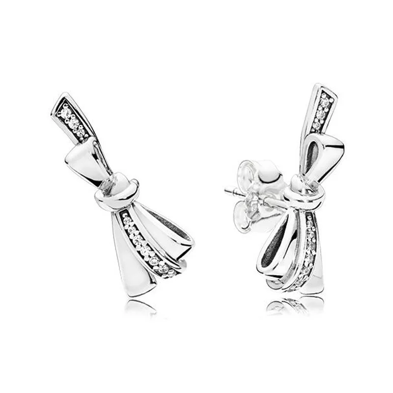 

Boosbiy New Design Bowknot Stud Earrings for Women Silver Color Brand Earrings Jewelry Fashion Nice Boucle D'oreille Femme