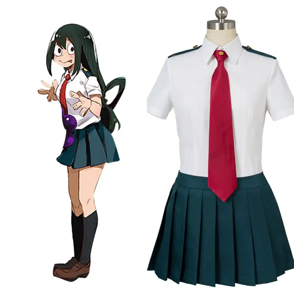 pix Mha Tsuyu Asui Casual boku no hero academia my hero academia ochako uraraka tsuyu asui summer halloween carniva uniform dress cosplay costume full set